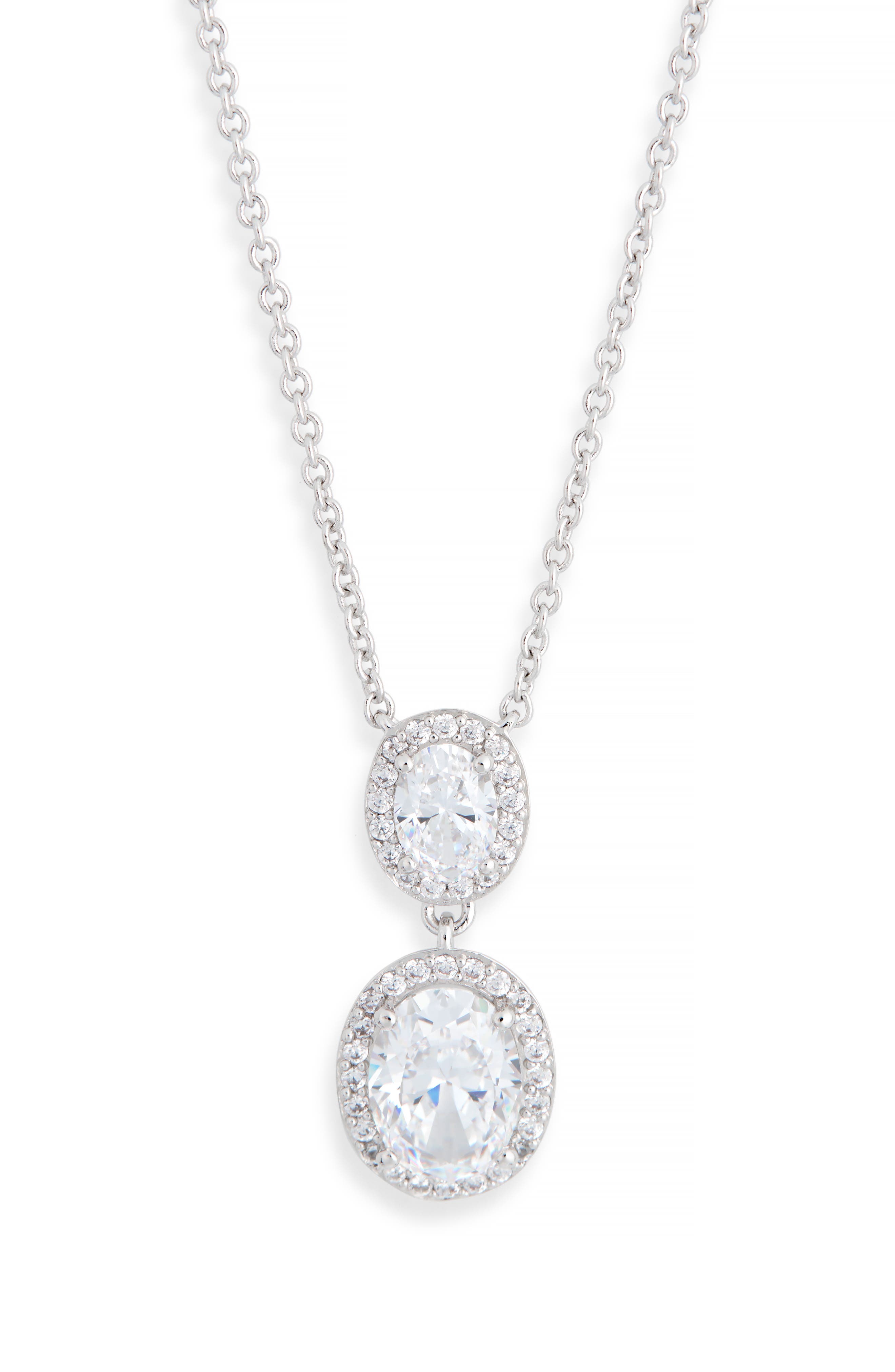 Oval Halo Drop Necklace
