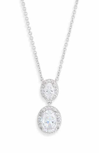 Oval Halo Drop Necklace