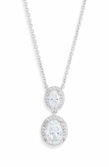 Oval Halo Drop Necklace