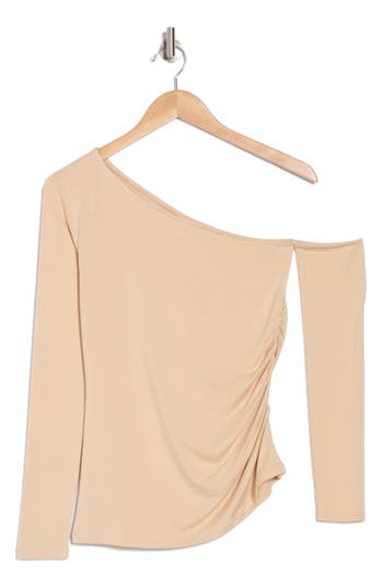 L Agence L'agence Hattie One-shoulder Long Sleeve Top In Beige