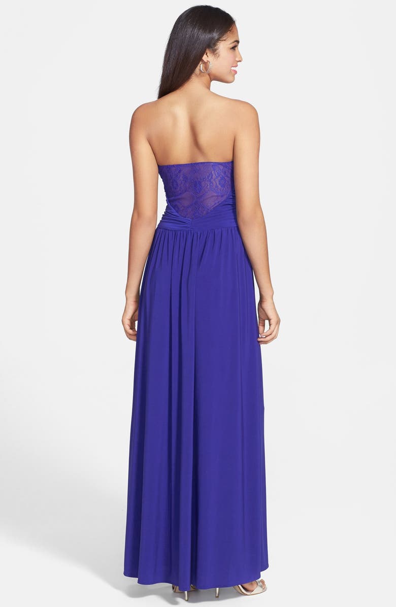 Hailey Logan Knot Detail Lace Inset Gown, Alternate, color, 