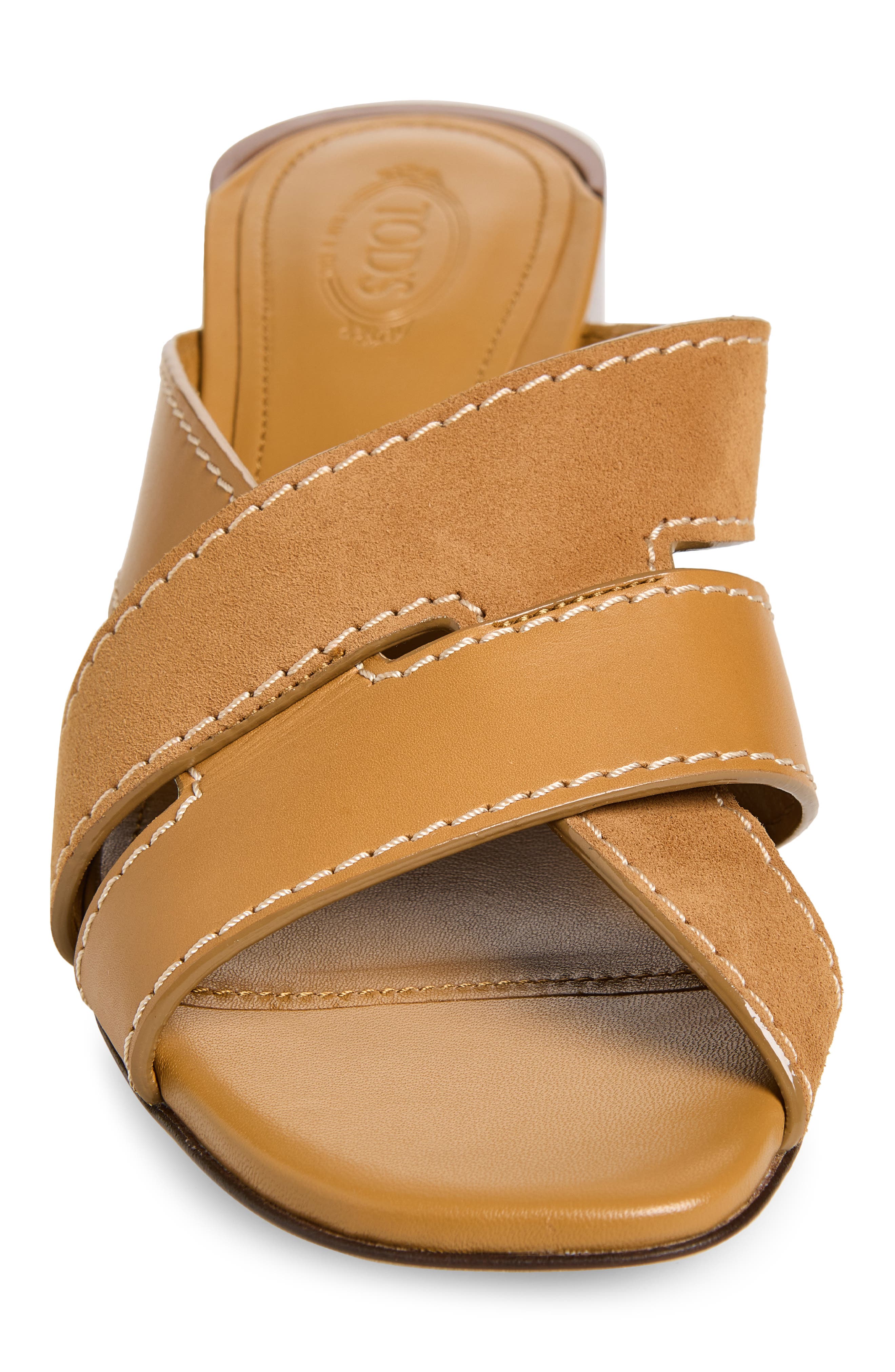 Tod's Block Heel Slide Sandal, Alternate, color, Biscotto Chiaro