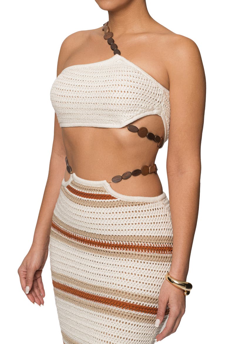 Isla Cutout Detail One-Shoulder Crochet Dress, Alternate, color, ORANGE