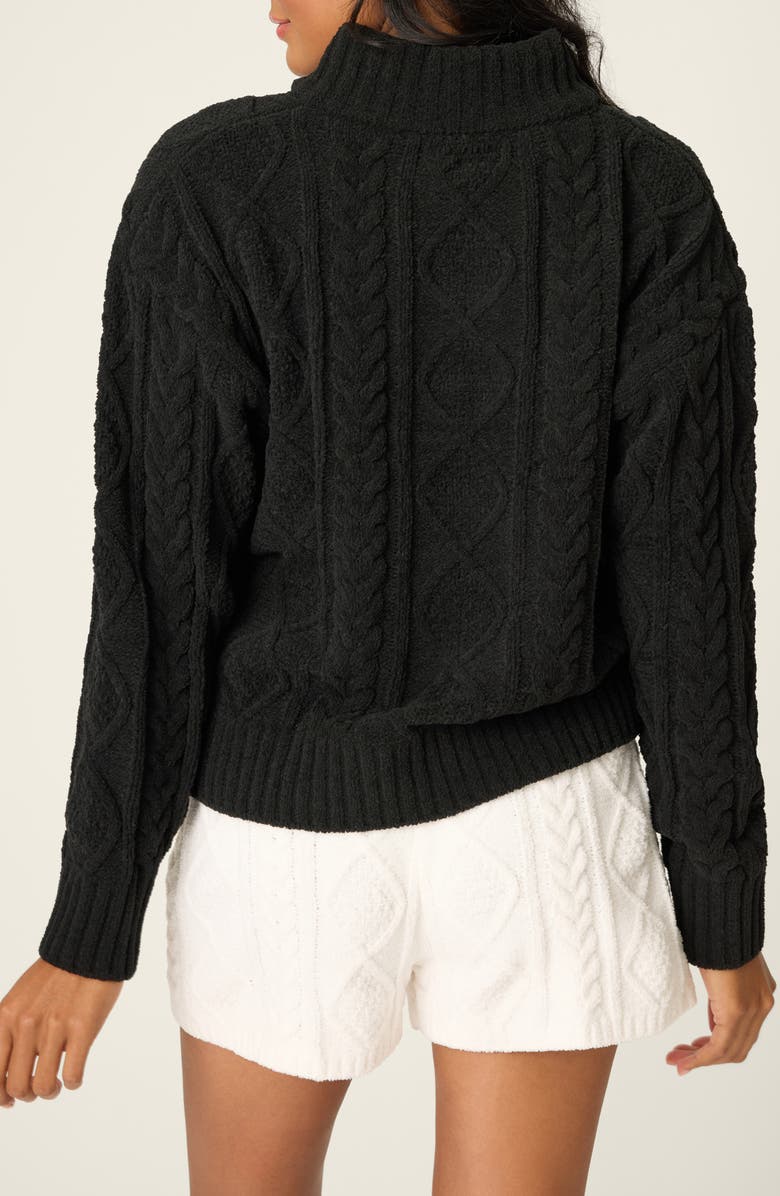 PJ Salvage Cozy Chenille Cable Knit Pullover, Alternate, color, Black