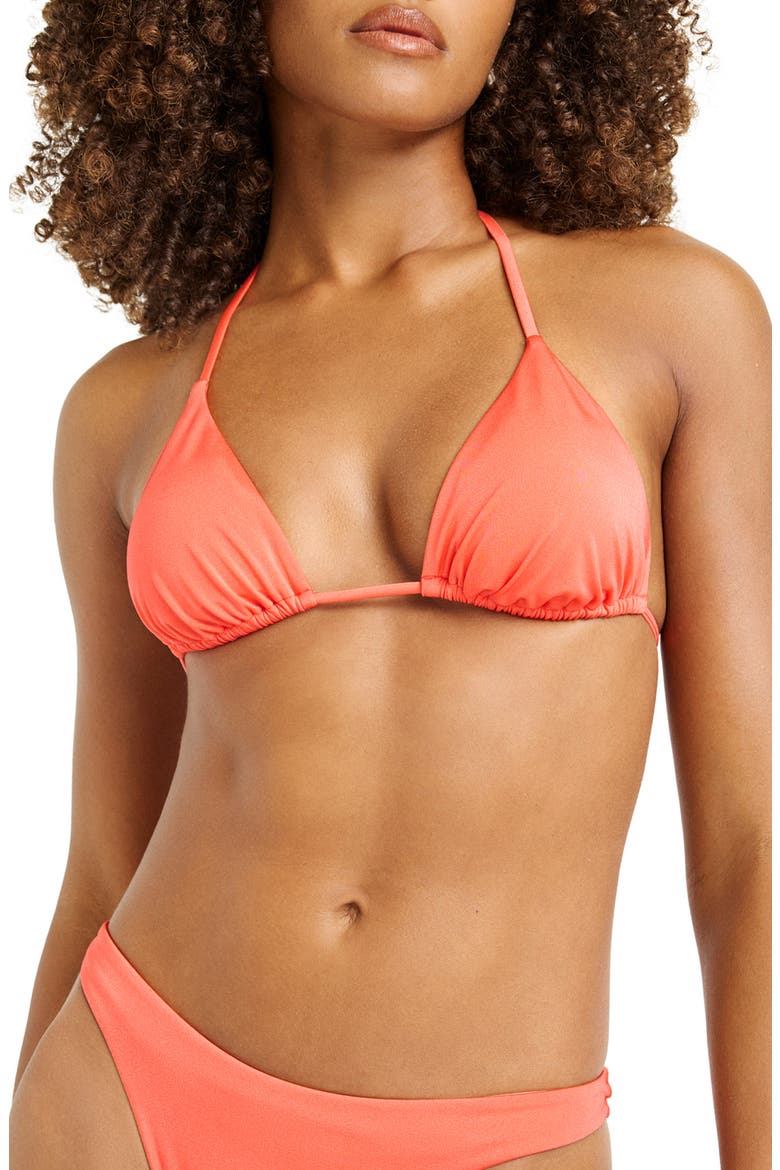 Gia Triangle Bikini Top, Main, color, CORAL