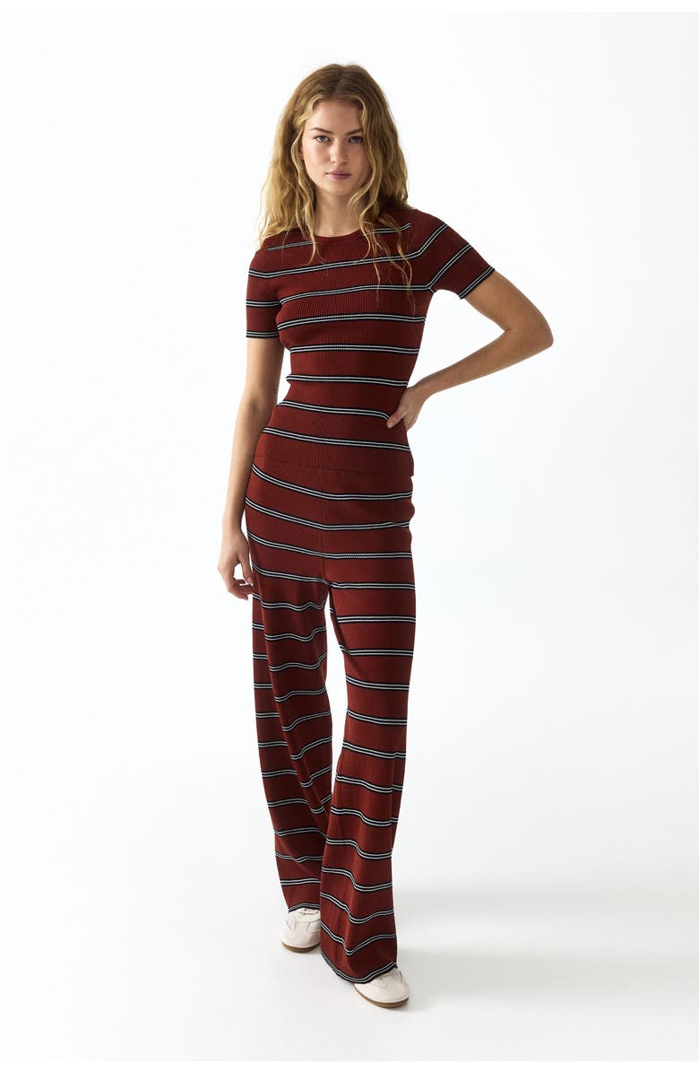 H&M Rib-knit pants, Main, color, Dark Red/Striped