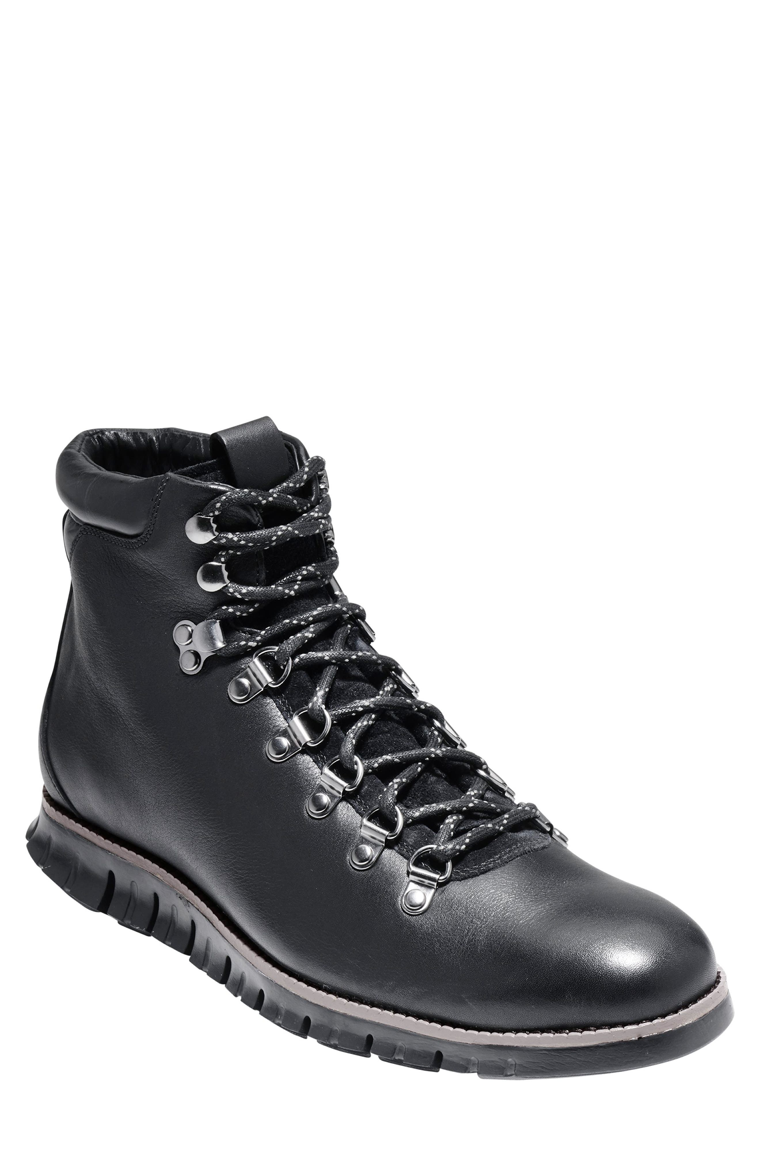 ZeroGrand Water Resistant Hiker Boot, Main, color, BLACK/ BLACK LEATHER