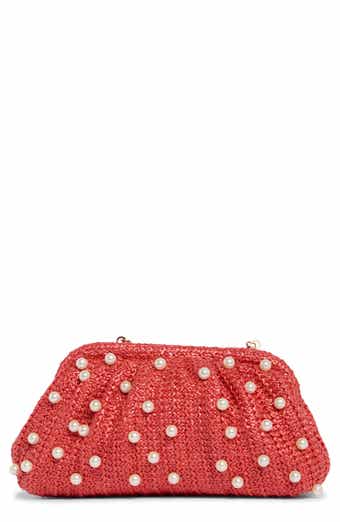Jessica McClintock Violetta Rhinestone Studded Straw Frame Clutch