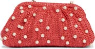 Jessica McClintock Violetta Rhinestone Studded Straw Frame Clutch
