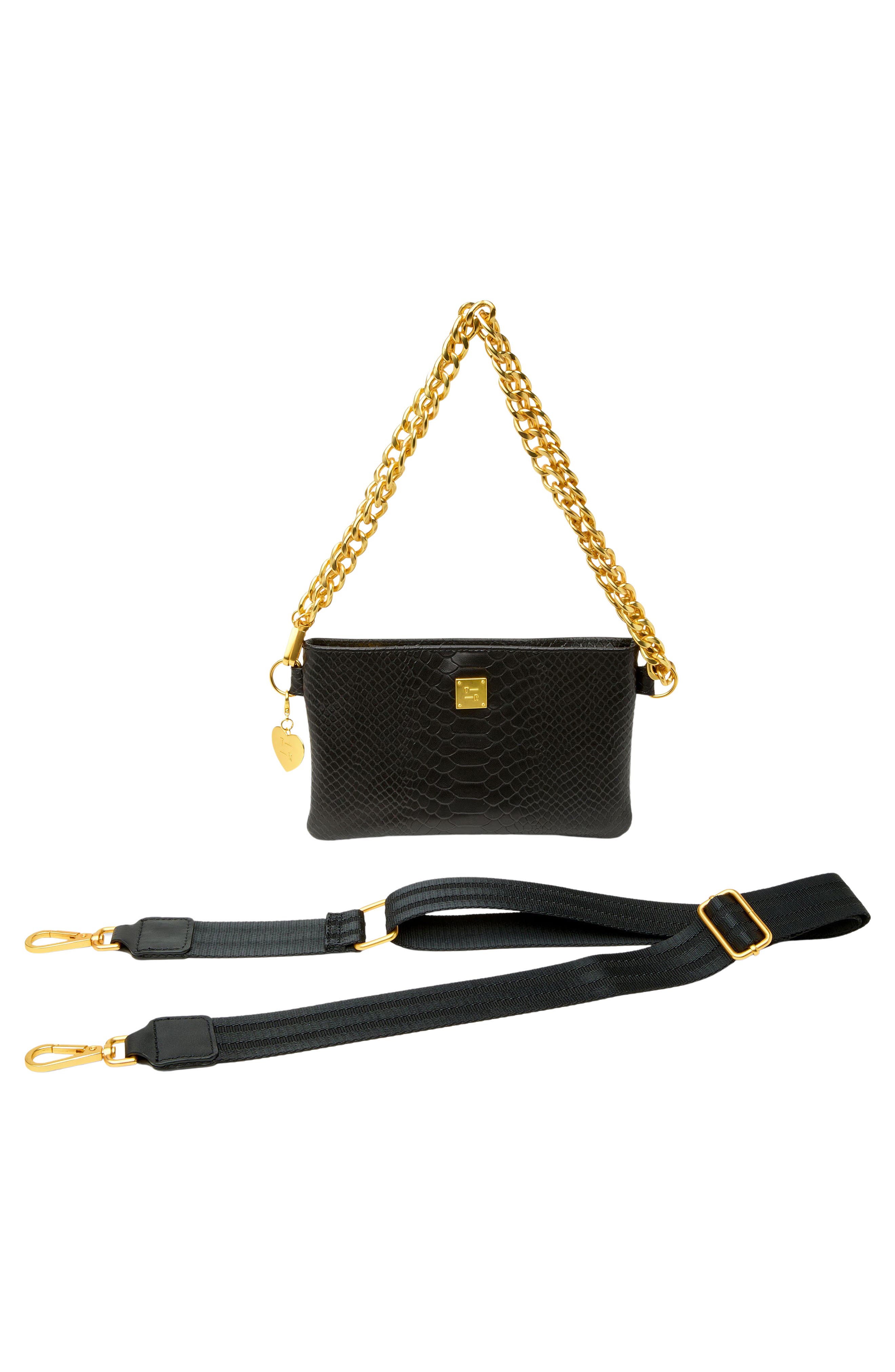 THINK ROYLN Fame Croc Embossed Leather Crossbody Bag, Alternate, color, Black Python Leather