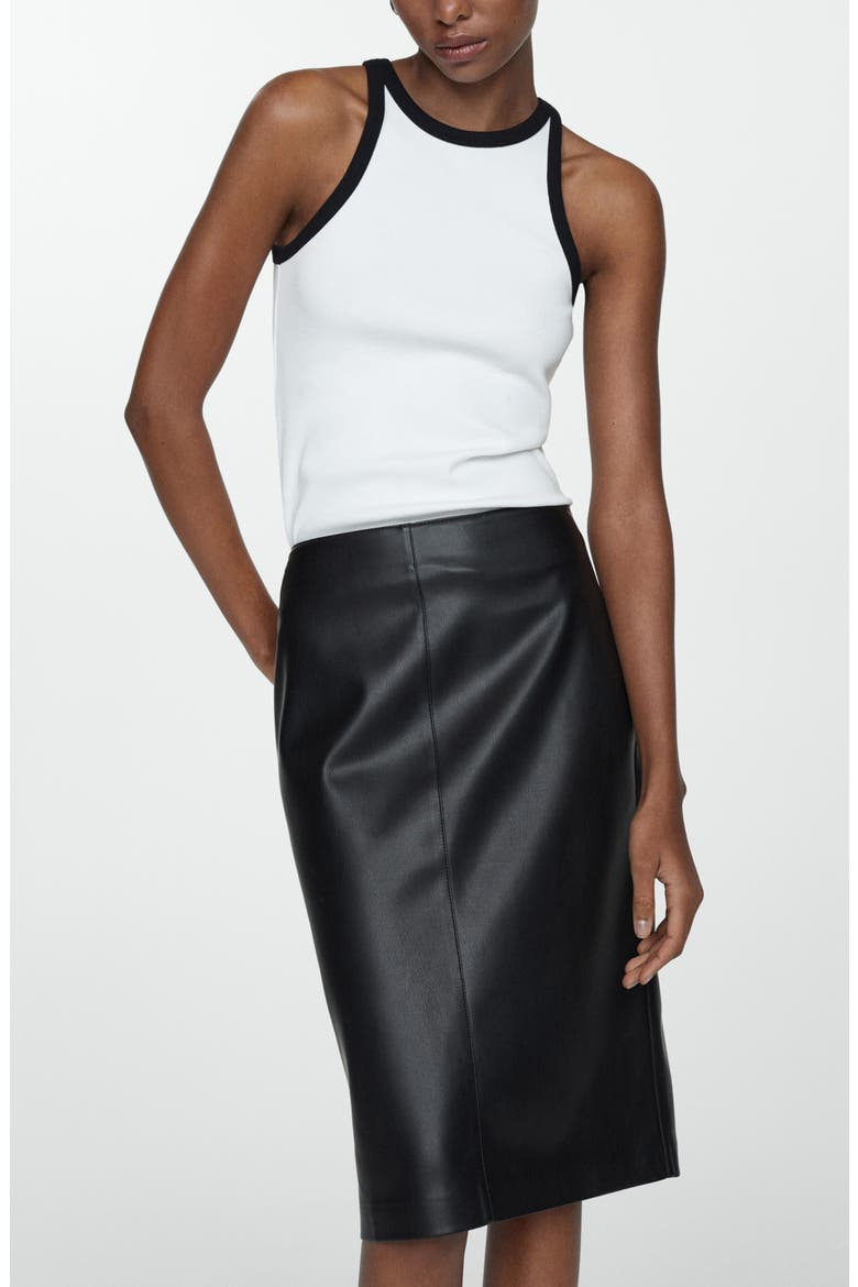 Faux Leather Pencil Skirt, Alternate, color, BLACK