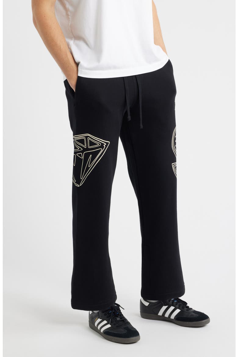 Dual Graphic Cotton Sweatpants, Alternate, color, BLACK