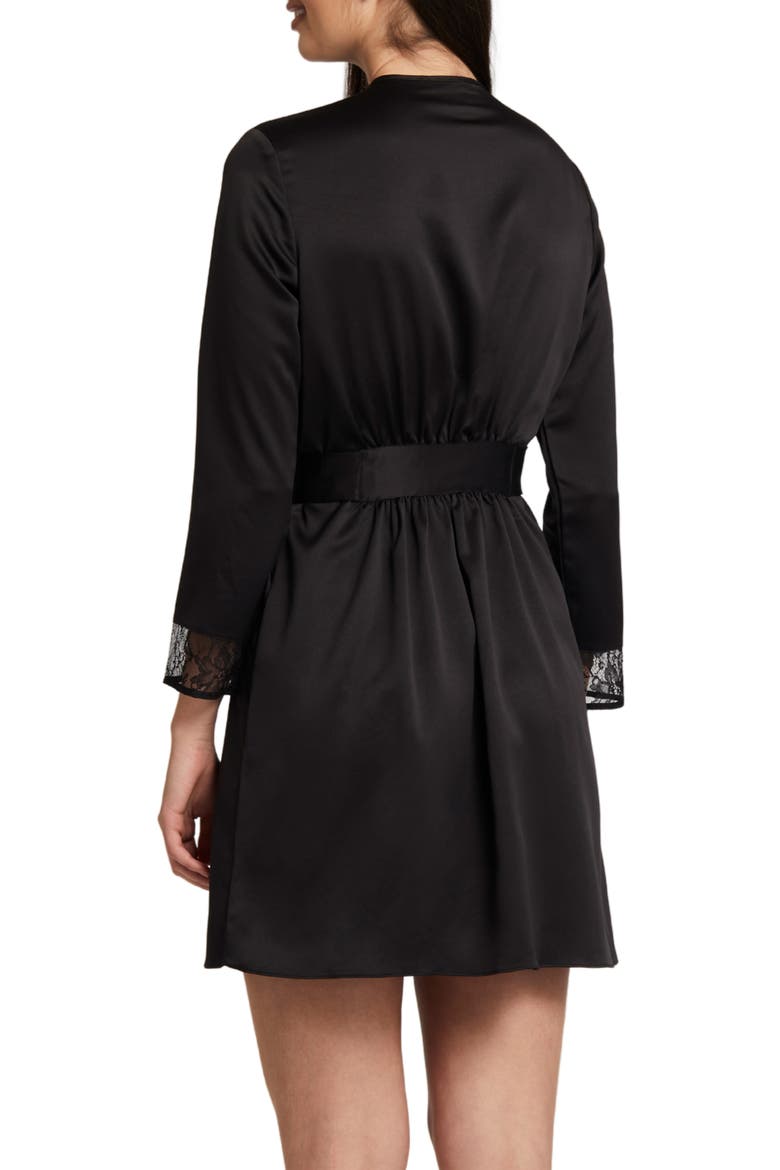 Serena Lace Trim Charmeuse Wrap, Alternate, color, BLACK