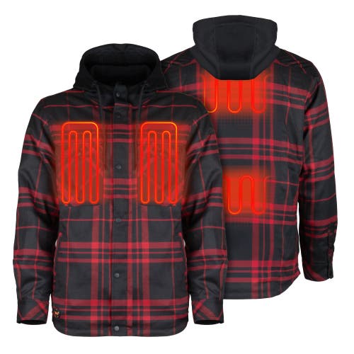 Mobile Warming Flannel Heated Hooded Jacket In Multi