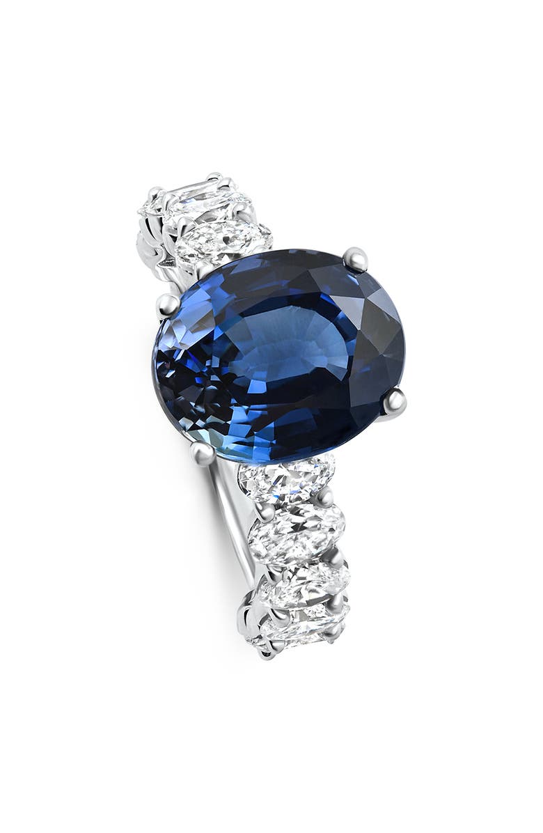 Bliss Diamond 7 1/2Ct Oval Blue Sapphire Diamond Engagement Ring 14k Gold Lab Grown, Alternate, color, 14K White Gold