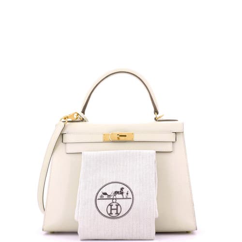Pre-owned Hermes Hermes Kelly Handbag Light Epsom With Gold Hardware 28 In White