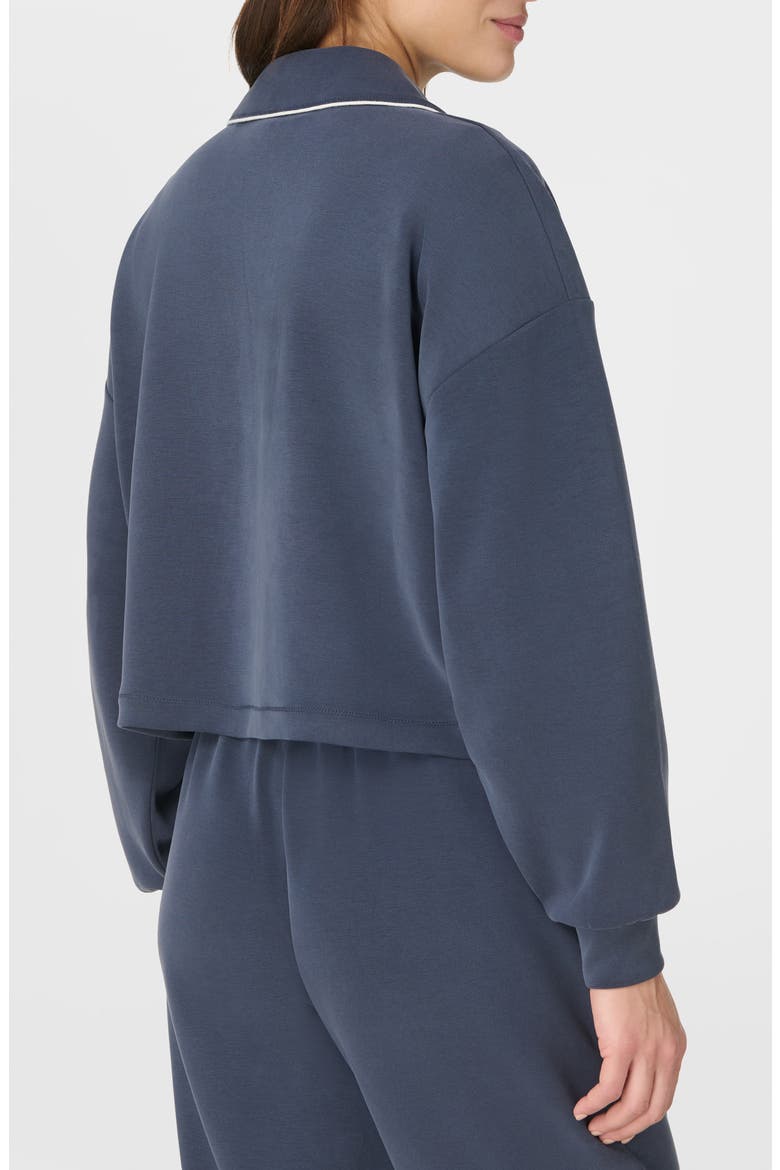 Sand Wash Crop Henley Sweatshirt, Alternate, color, FRENCH NAVY