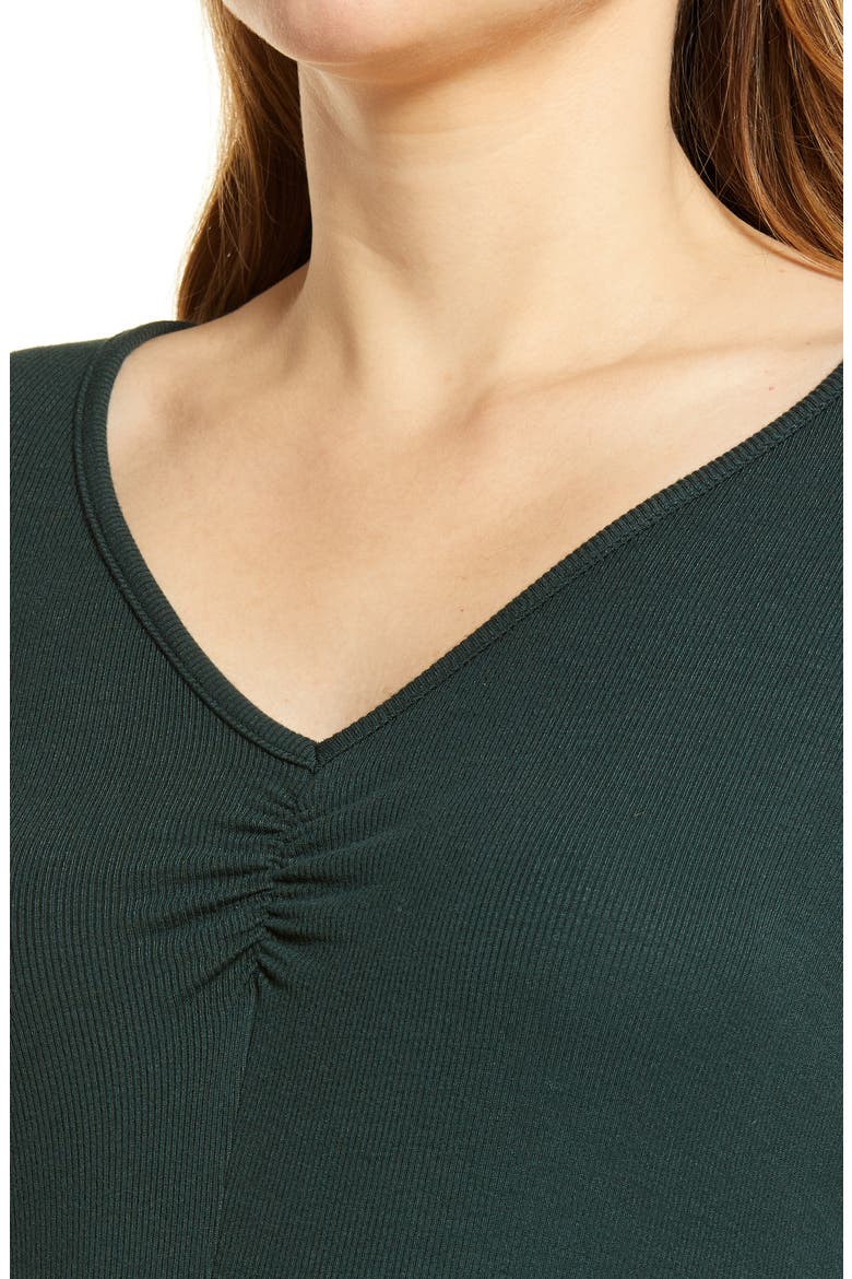 Ruched Long Sleeve Top (Nordstrom Exclusive), Alternate, color, BOTTLE GREEN