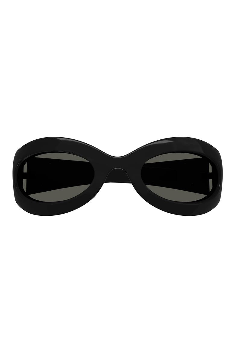 60mm Oval Sunglasses, Main, color, BLACK/ GREY