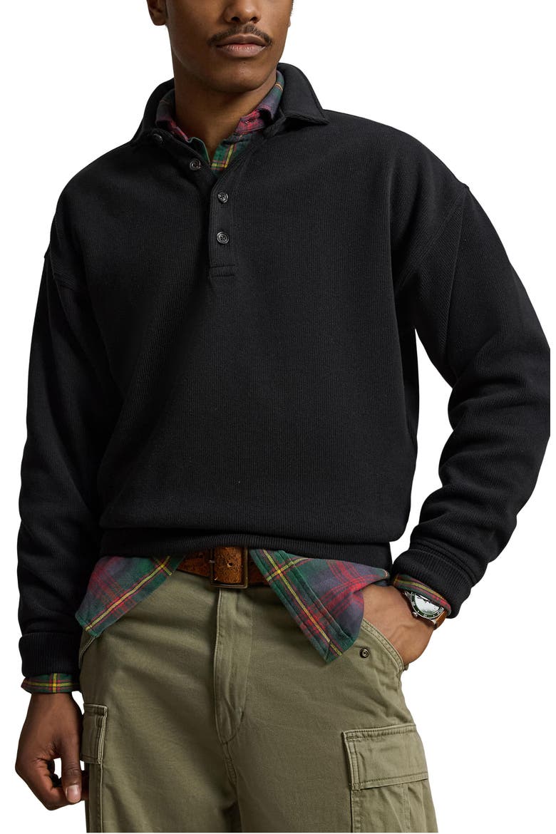 Sueded Heritage Rib Knit Sweatshirt, Main, color, BLACK