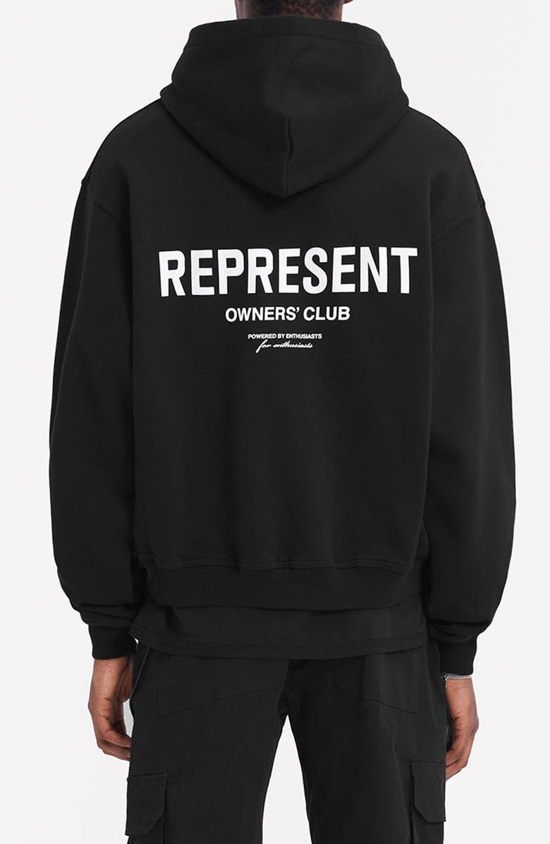 Represent Owners' Club Script Graphic Zip Hoodie, Alternate, color, Black