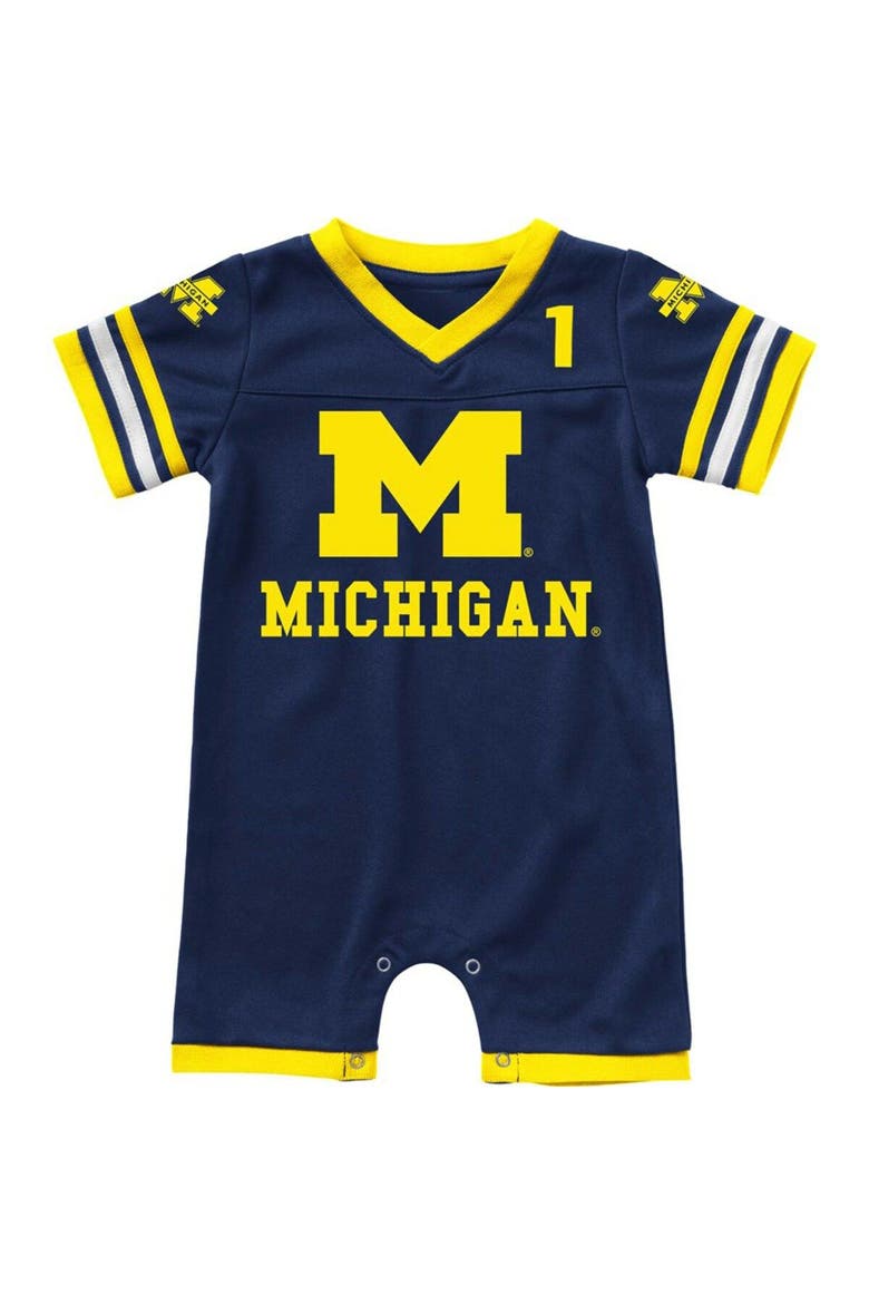 Infant Colosseum Navy Michigan Wolverines Bumpo Football Romper, Main, color, Navy