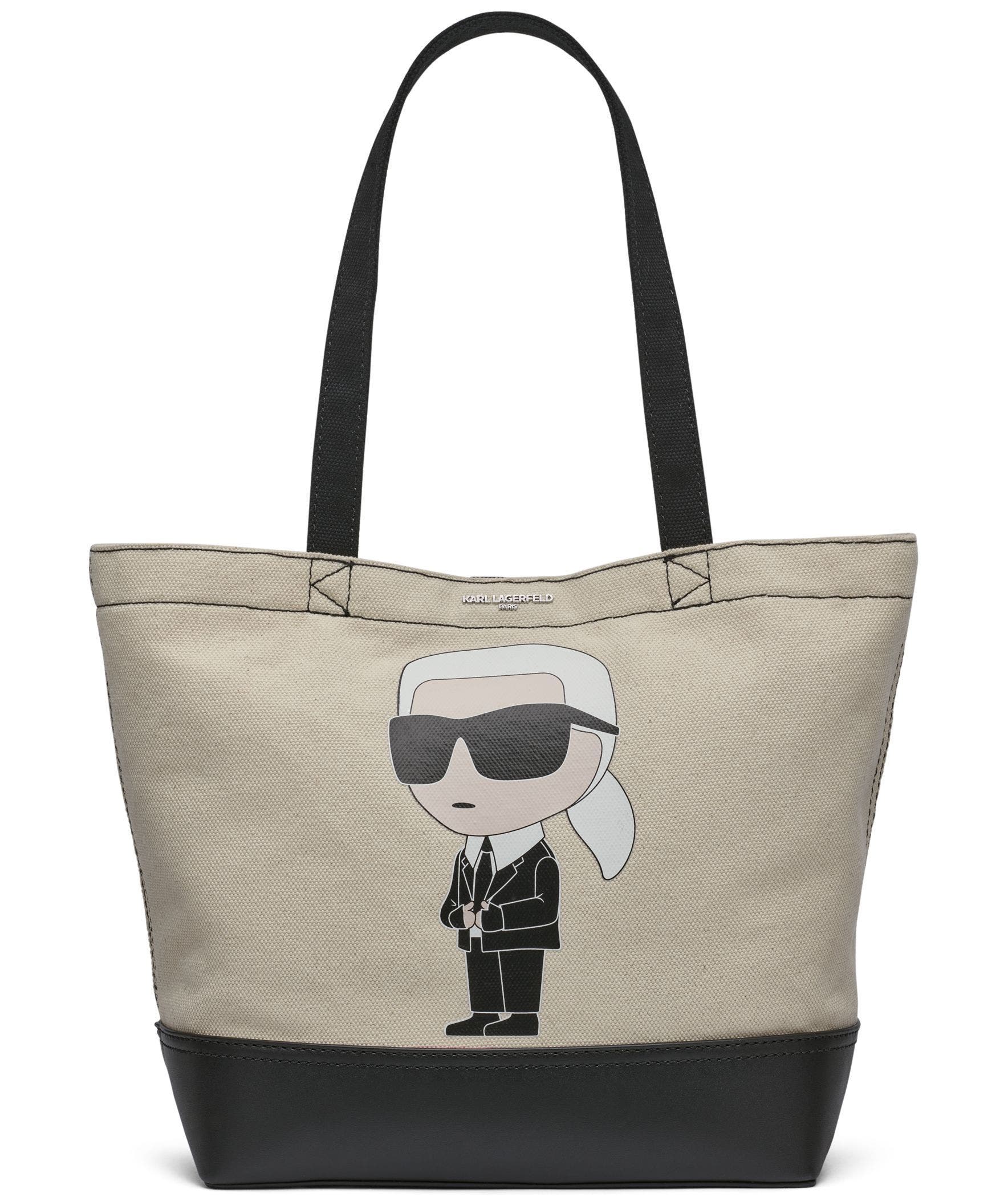 KARL LAGERFELD PARIS Cannes Tote, Main, color, Black/Black Multi