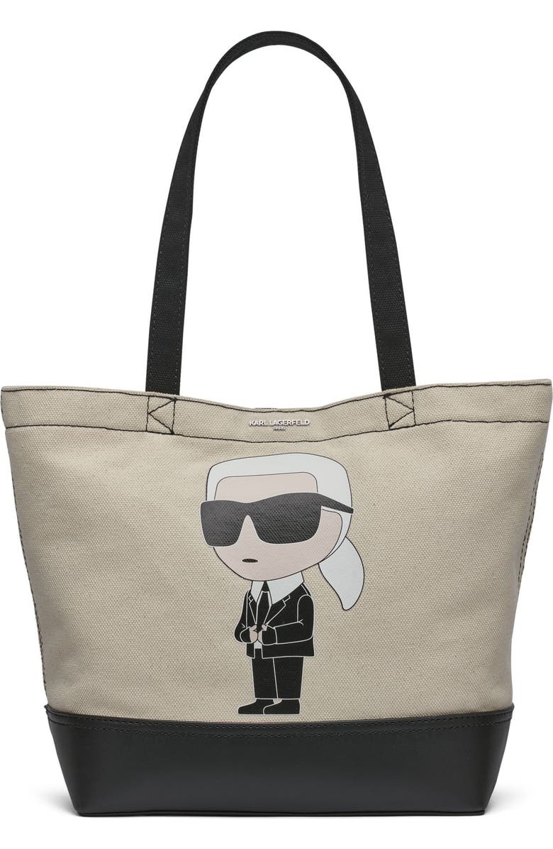 KARL LAGERFELD PARIS Cannes Tote, Main, color, Black/Black Multi