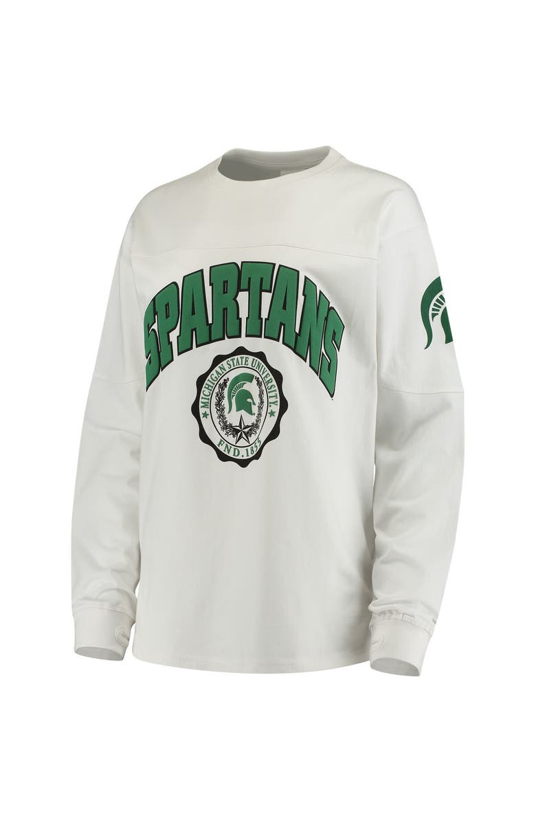 PRESSBOX Women's White Michigan State Spartans Edith Long Sleeve T-Shirt, Main, color,