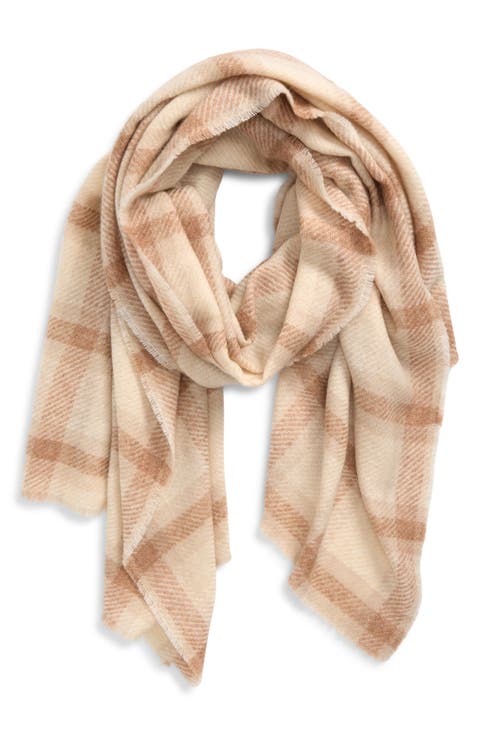 Windowpane Plaid Cashmere & Silk Wrap