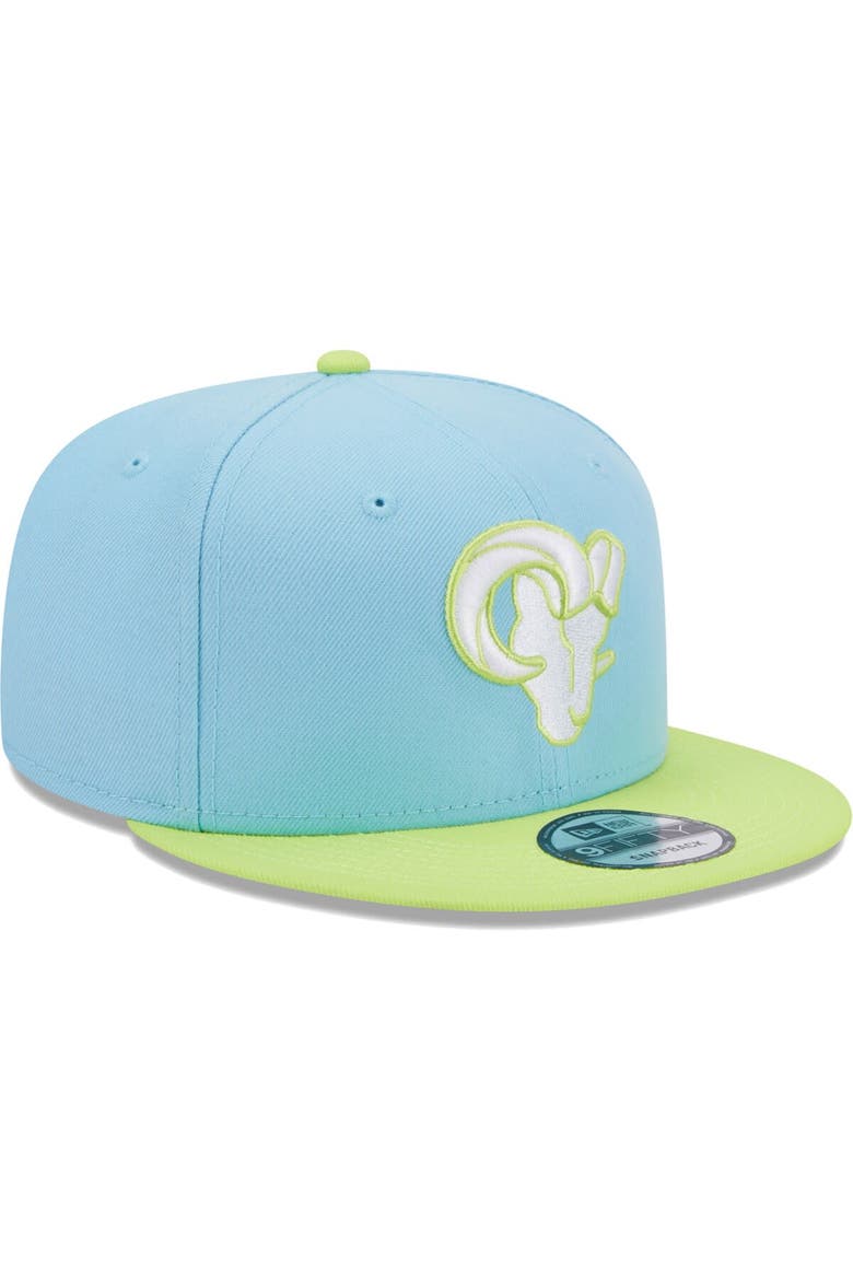 Men's New Era Light Blue/Neon Green Los Angeles Rams Two-Tone Color Pack 9FIFTY Snapback Hat, Alternate, color, Light Blue