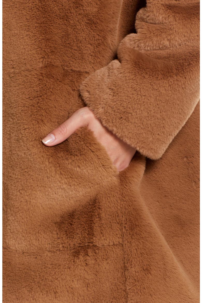 Faux Fur Coat, Alternate, color, COGNAC