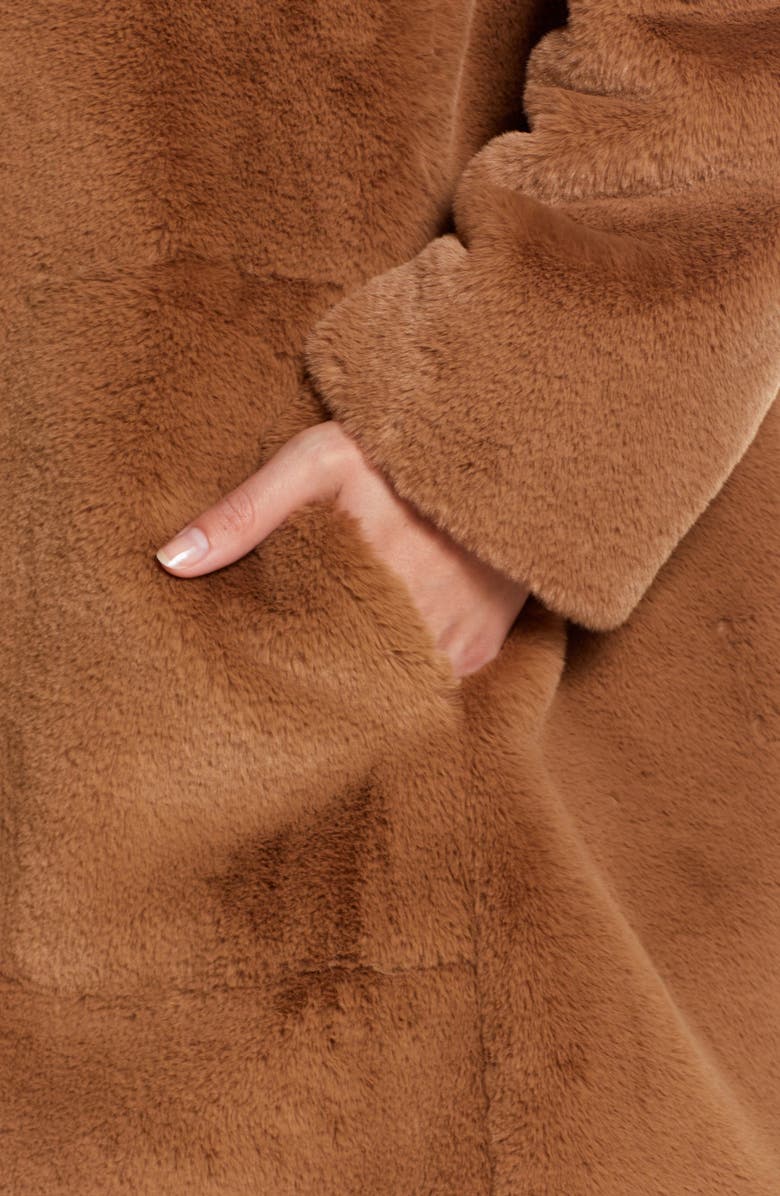 Gallery Faux Fur Coat, Alternate, color, Cognac