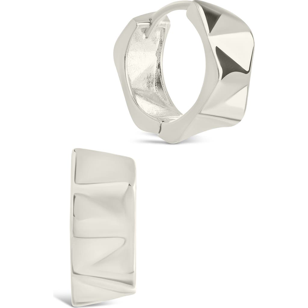 Sterling Forever Ginevra Bolt Hoop Earrings In Silver