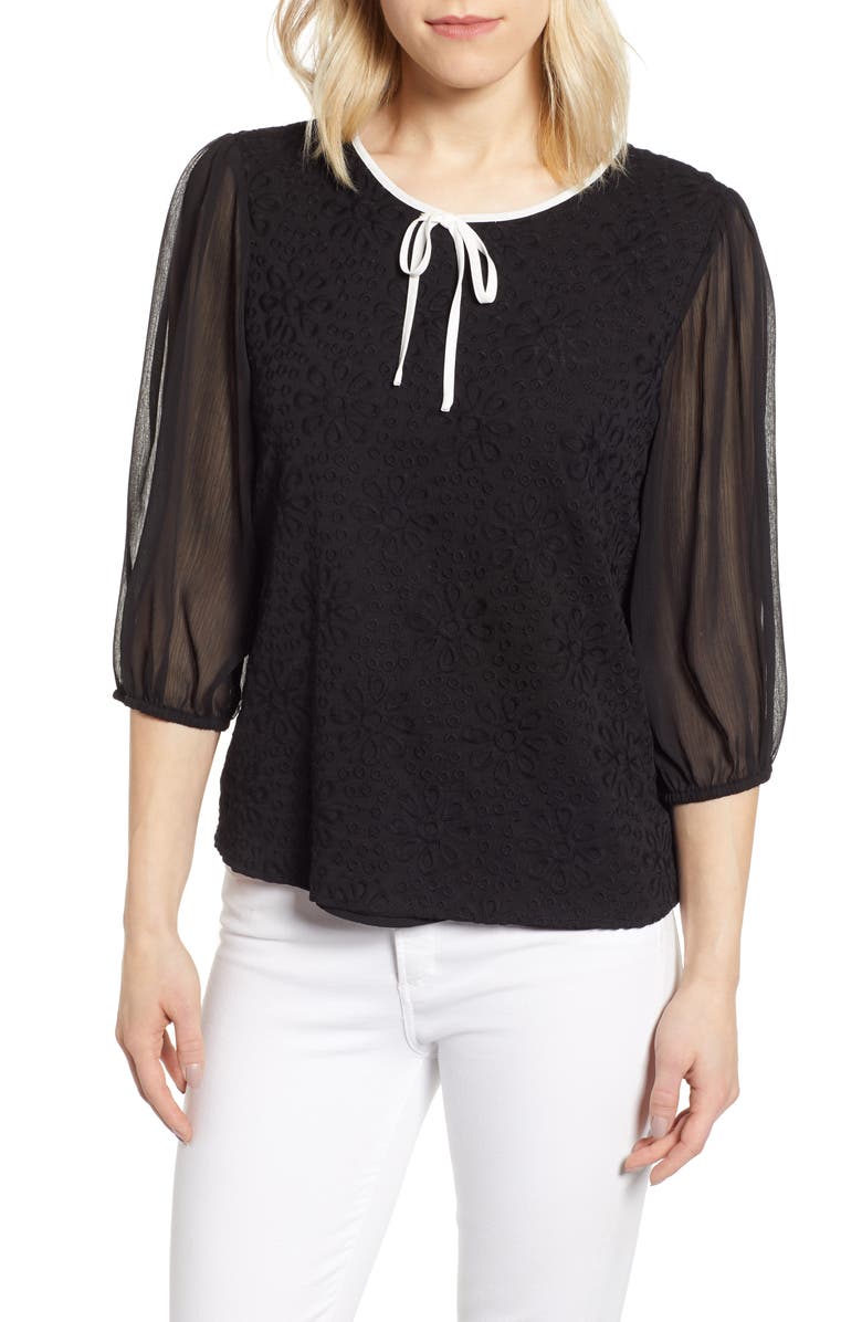 CeCe Tie Neck Blouse, Main, color, 