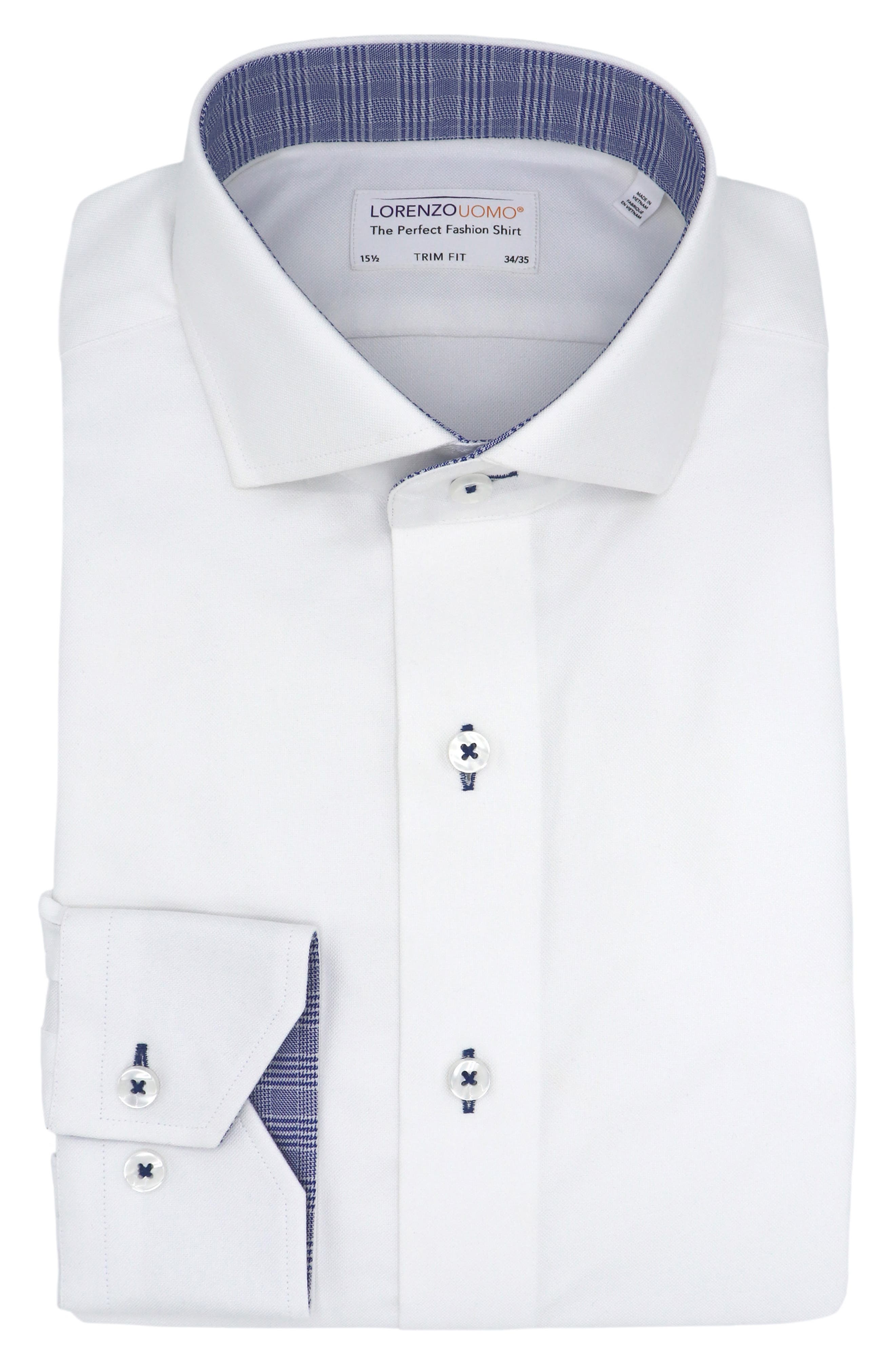 Lorenzo Uomo Trim Fit Cotton Dress Shirt in White 