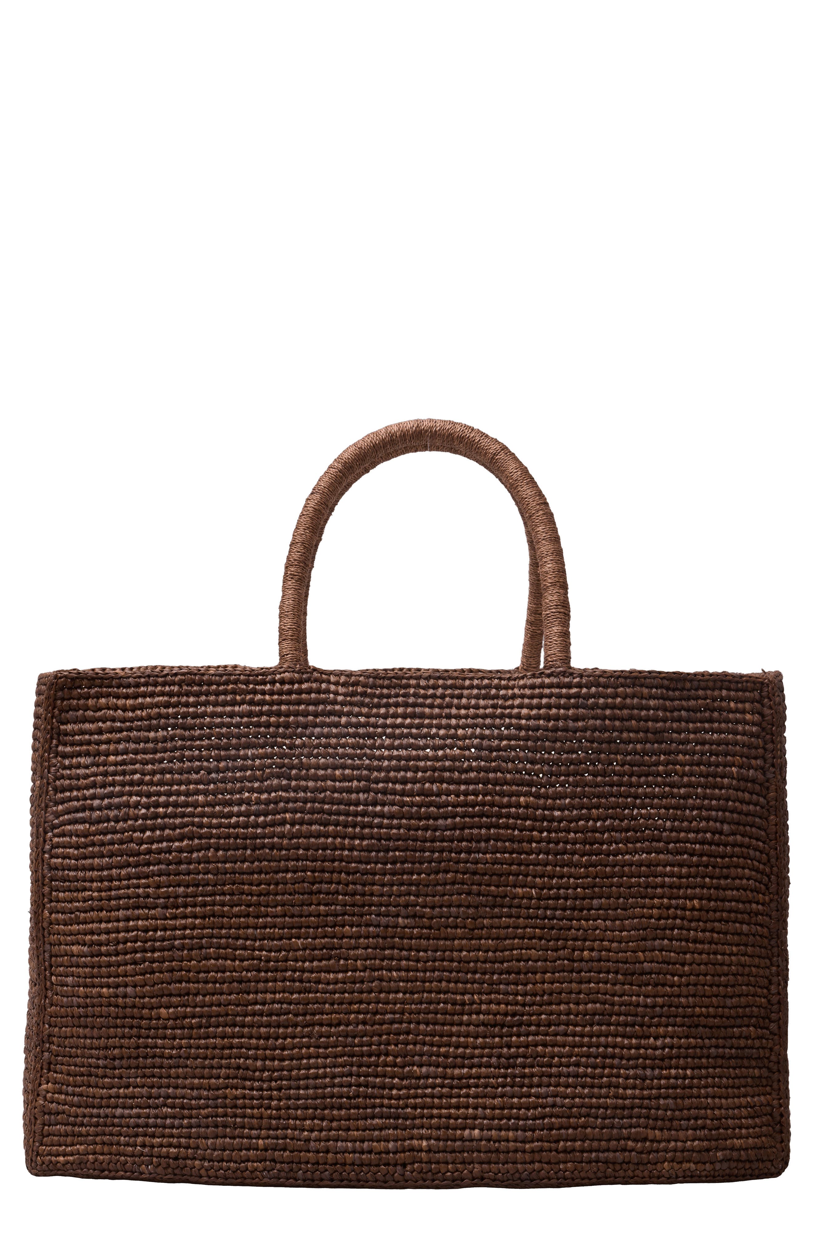 Lié Studio Large Woven Raffia Tote, Main, color, Chestnut Brown
