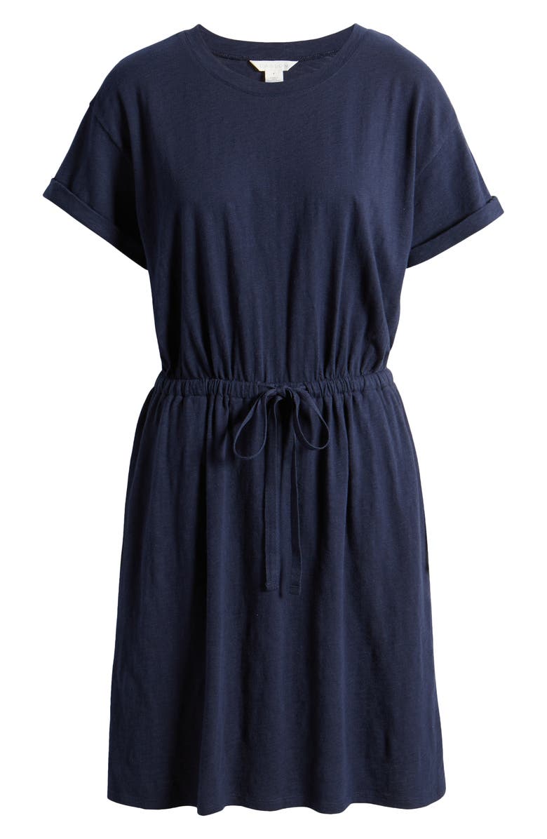 Caslon<sup>®</sup> Drawstring Waist Organic Cotton T-Shirt Dress, Alternate, color, Navy Blazer