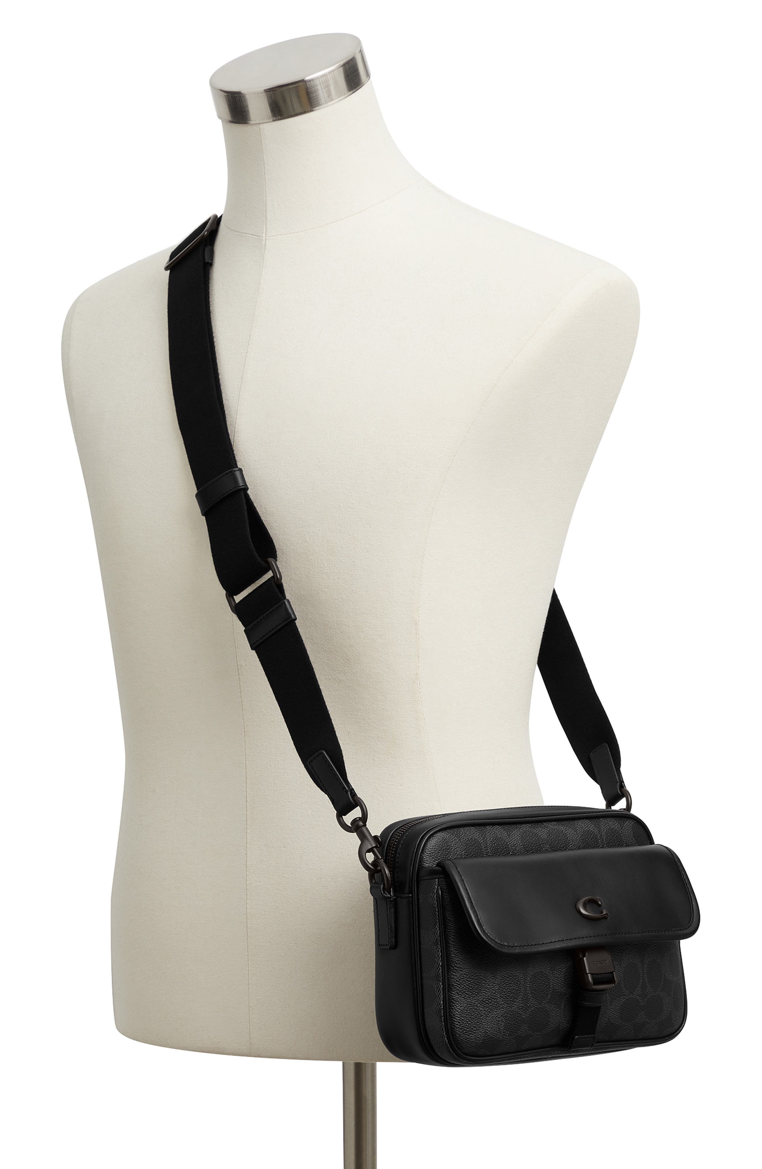 COACH Knox Signature Canvas & Leather Camera Bag, Alternate, color, Black Signature