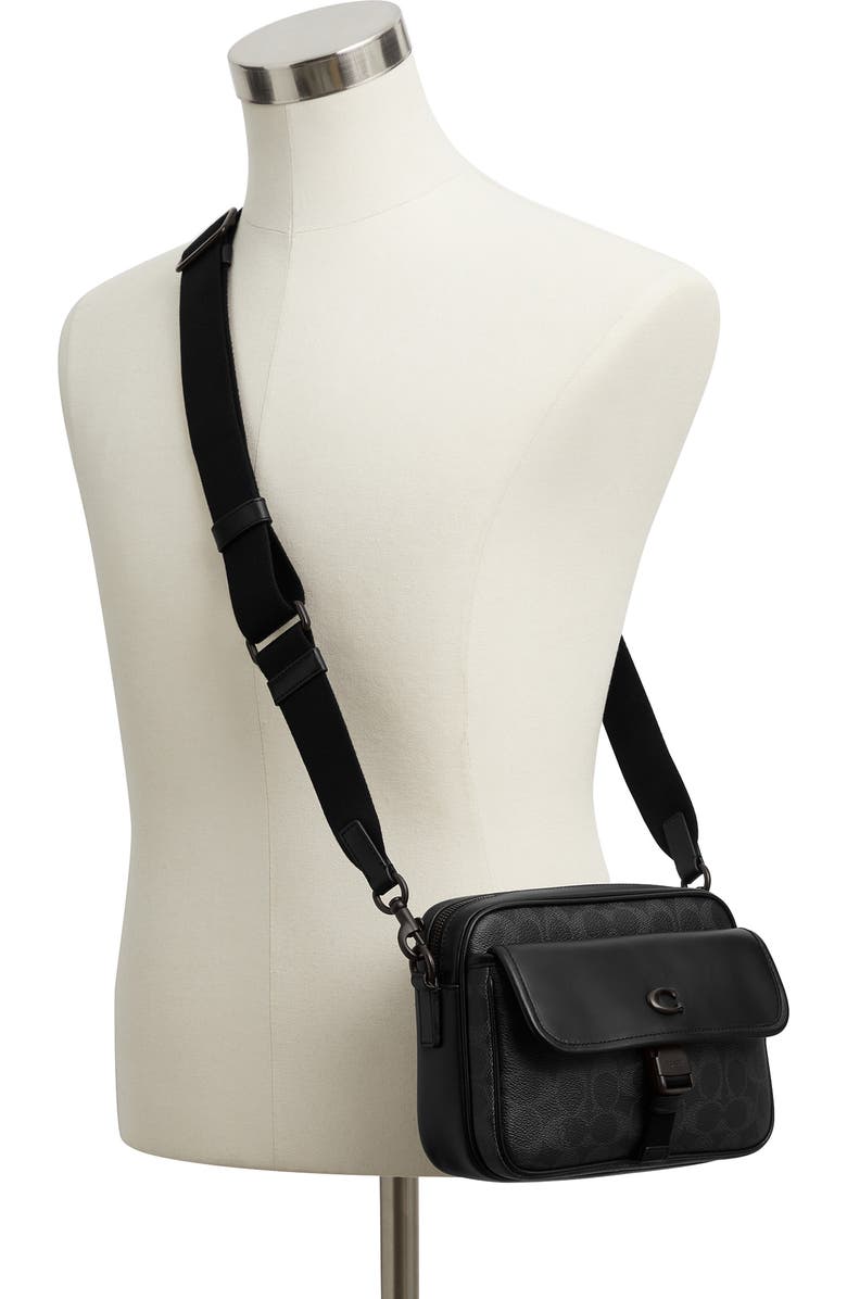 COACH Knox Signature Canvas & Leather Camera Bag, Alternate, color, Black Signature