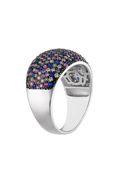 Fuzion Creations Multicolor Pavé Cubic Zirconia Dome Ring In Silver