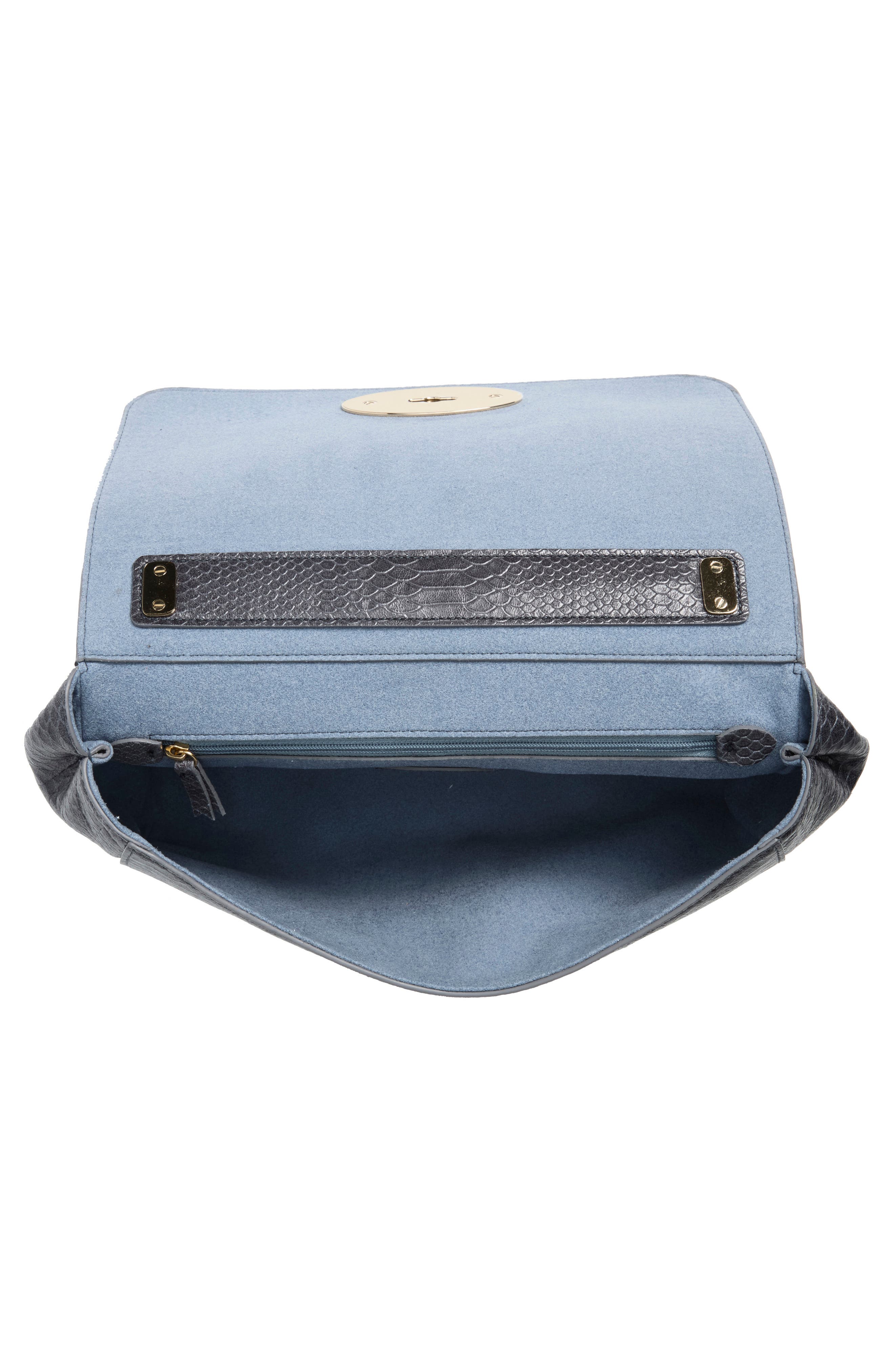 Medium Lily Snakeskin Embossed Leather Shoulder Bag, Alternate, color, FOGGY GREY