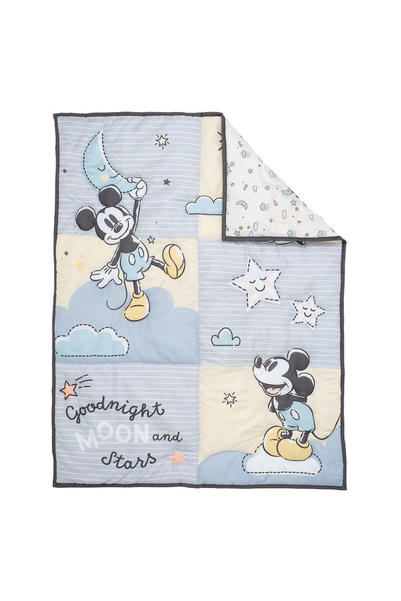 Disney Baby Moonlight Mickey Mouse 3-Piece Nursery Crib Bedding Set, Alternate, color, Gray