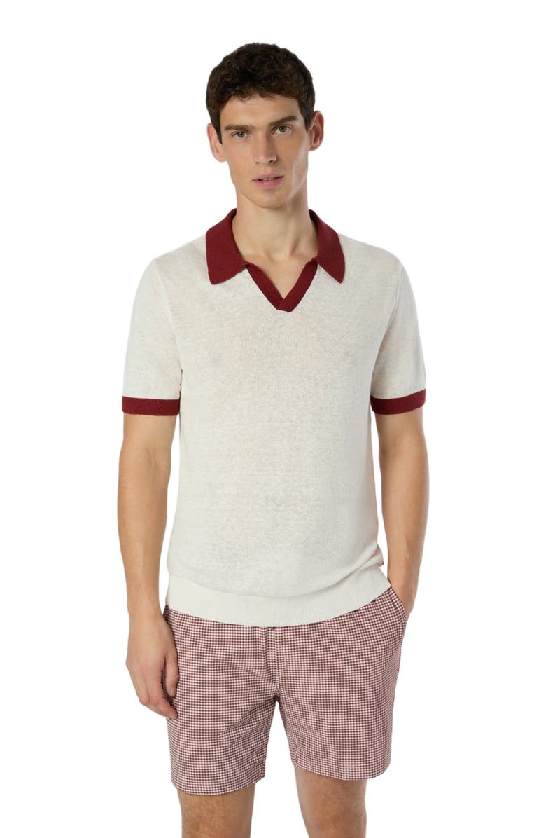 Onia Linen Johnny Polo Sweater, Alternate, color, Salt/Brick