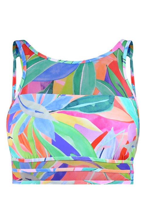 La Blanca Tropi-flage High-neck Midline Bikini Top In Multi