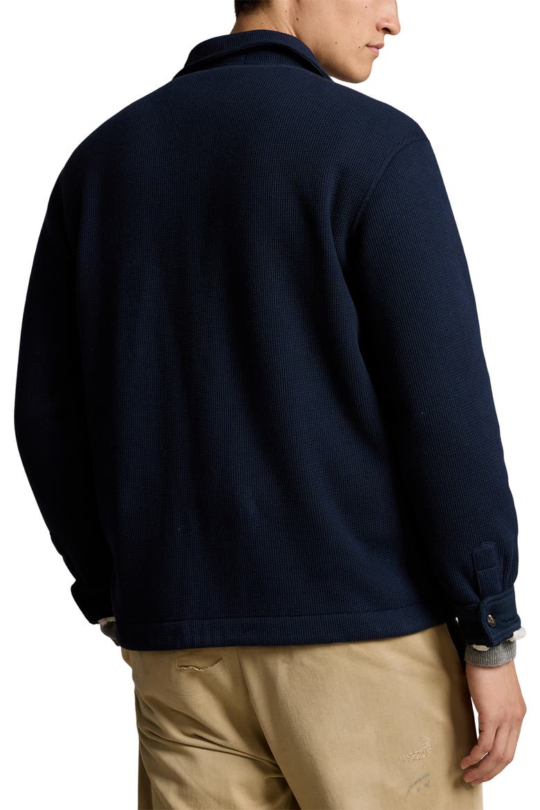 Waffle Stitch Shirt Jacket with Faux Shearling Lining, Alternate, color, AVIATOR NAVY