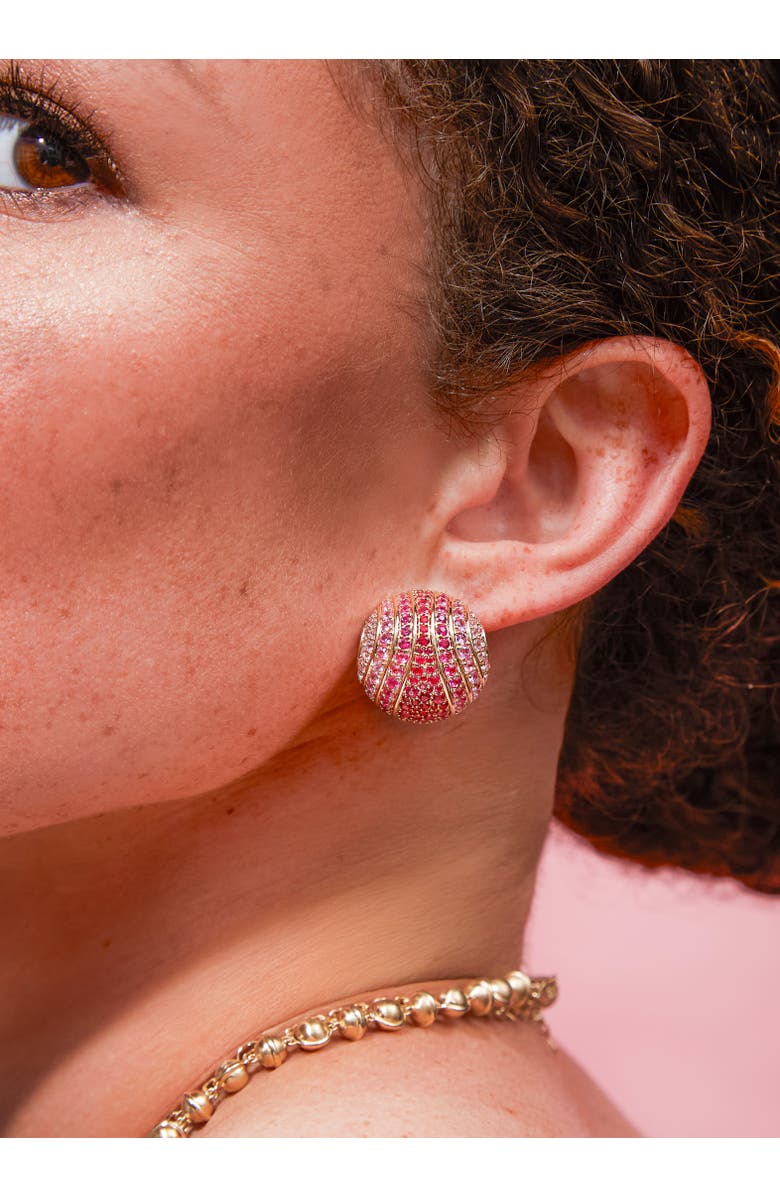 Campbell + Charlotte Revel Large Bead Huggie, Alternate, color, Ruby, Pink Sapphire- Gold