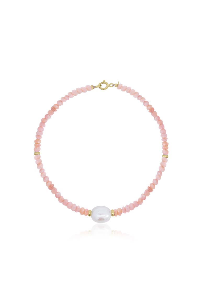 Pink Opal Bead Pearl Bracelet, Main, color, Pink Opal