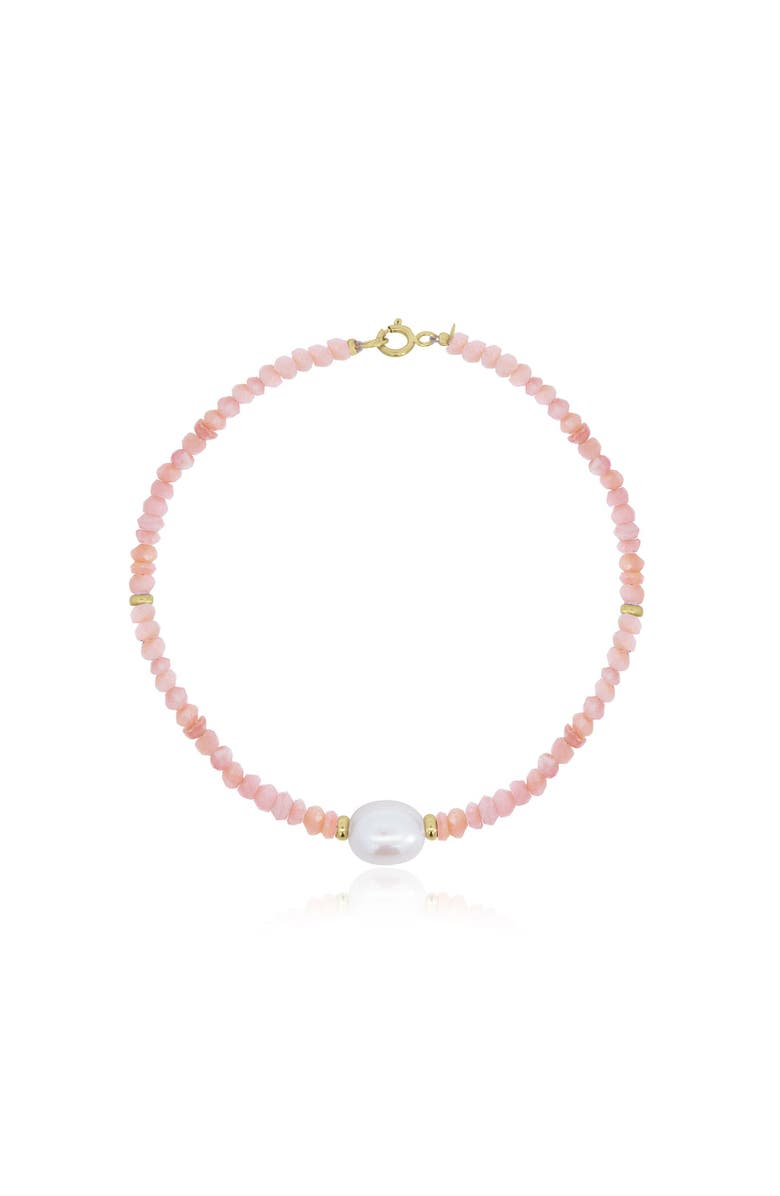 The Lovery Fine Jewelry Pink Opal Bead Pearl Bracelet, Main, color, Pink Opal