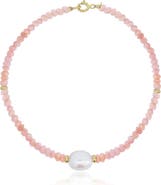 The Lovery Fine Jewelry Pink Opal Bead Pearl Bracelet
